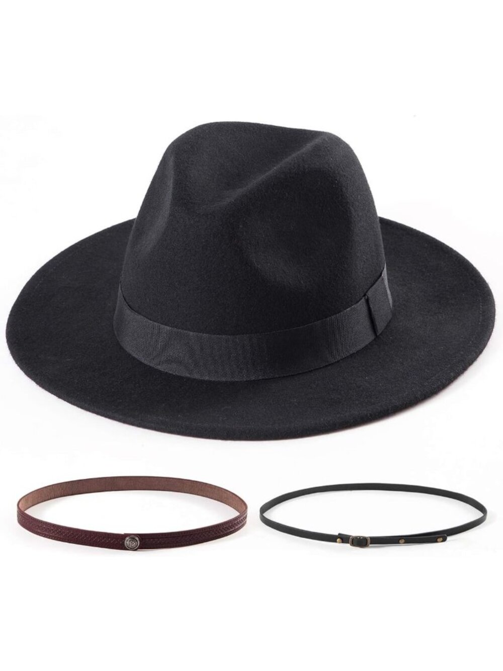 Stylish Wide Brim Fedora Hat for Women & Men, Adjustable with Belt Buckle